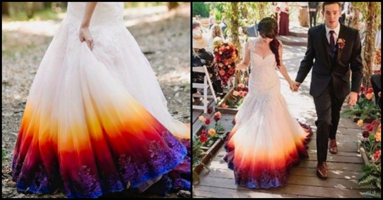 Young Bride Dip-Dyes Her Wedding Gown To Include A Stylish Splash Of Color